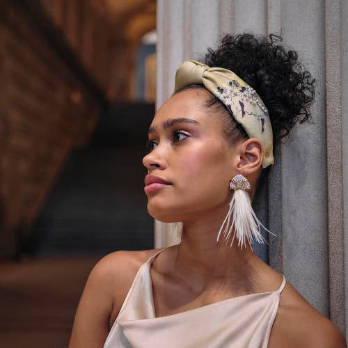 Lele Sadoughi The Met Knotted Toulouse Embellished Headband In Yellow
