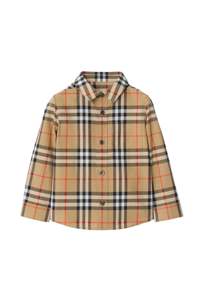 Check Cotton Shirt, Main, color, Sand beige