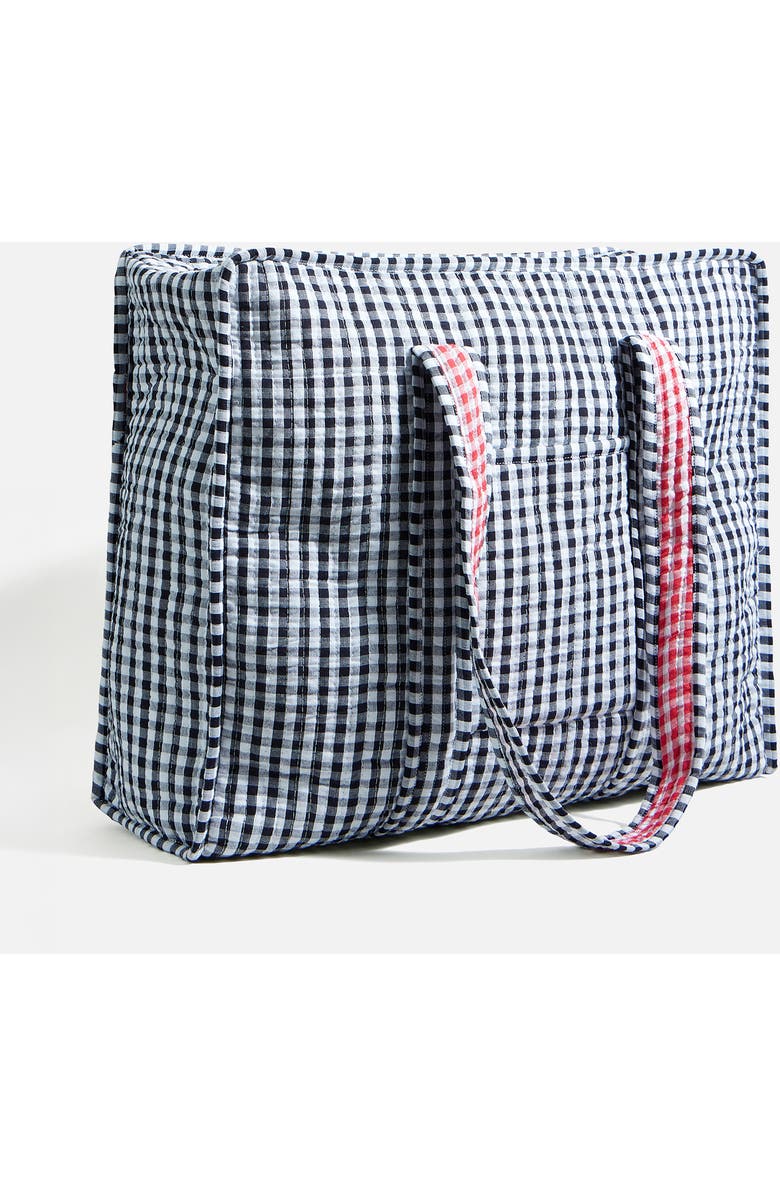 Yumi Gingham Quilted Zip Bag, Main, color, Black