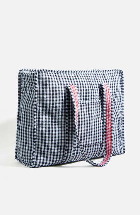 Gingham Quilted Zip Bag