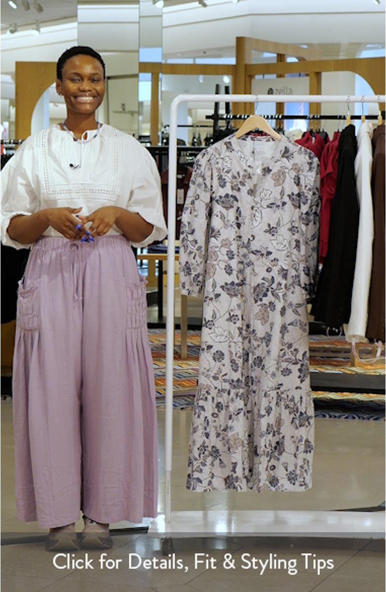 Bryony Floral Zinnia Split Neck Midi Dress, sales video thumbnail