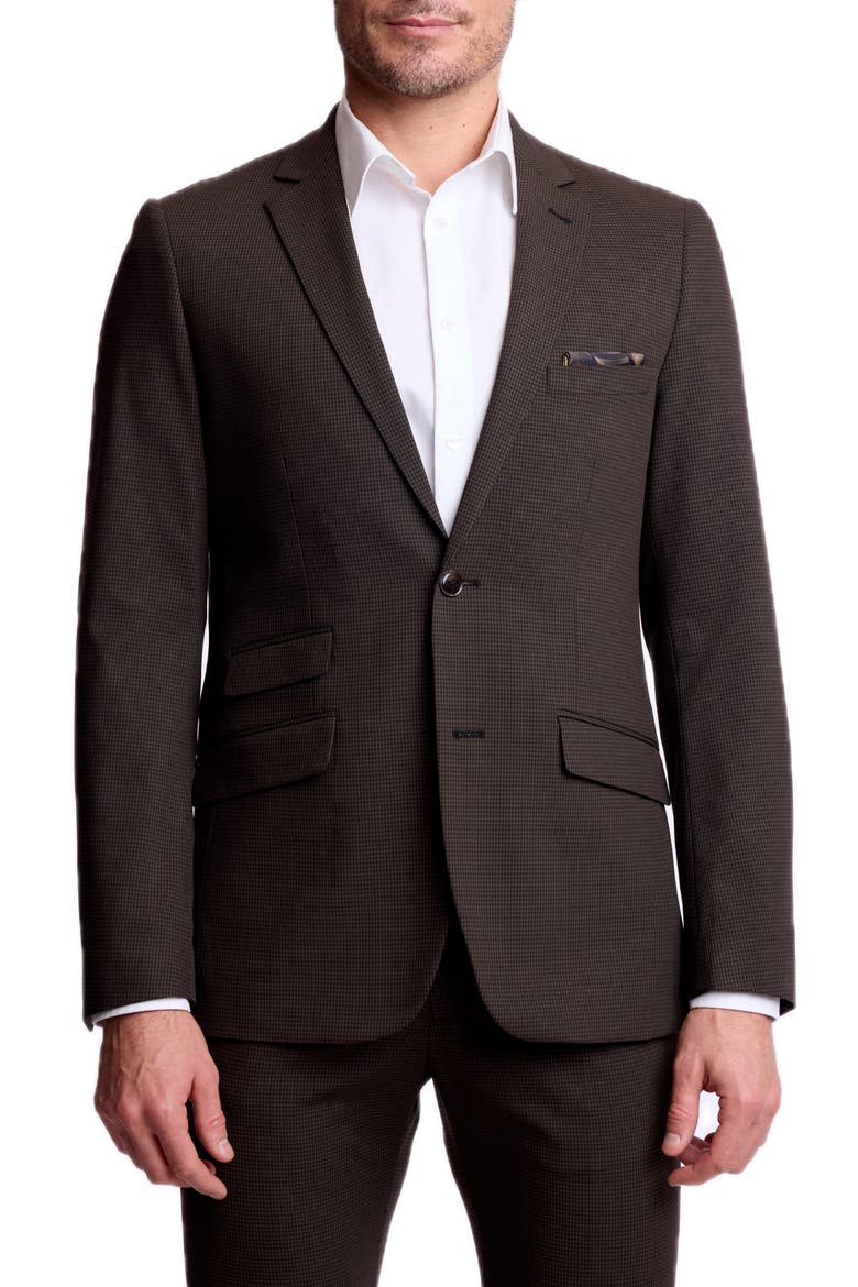 Dover Slim Fit Notch Lapel Blazer, Main, color, CHOCOLATE BLACK MINI CHECK
