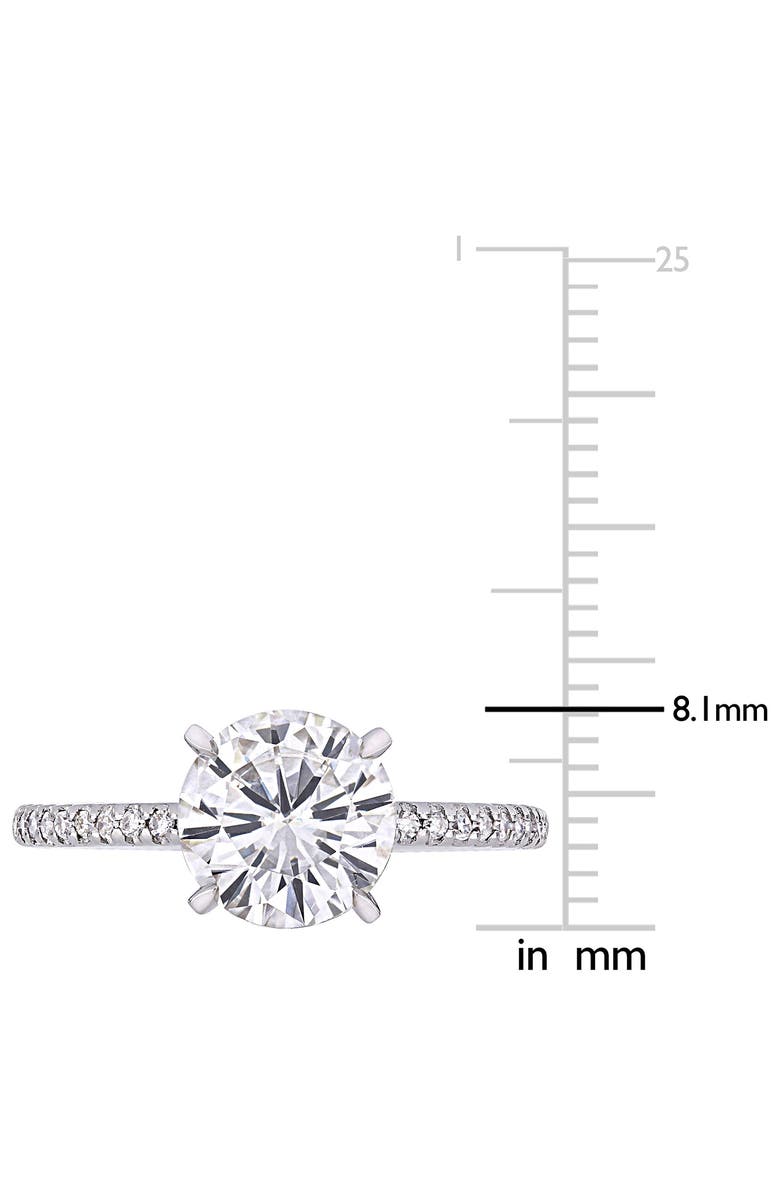 DELMAR 14K White Gold Round Lab Created Moissanite & Diamond Ring - 0.11ct., Alternate, color, Silver