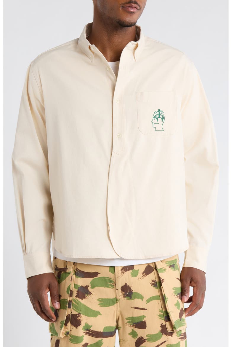 x Brooks Brothers California Oxford Half Placket Button-Down Shirt, Alternate, color, NATURAL