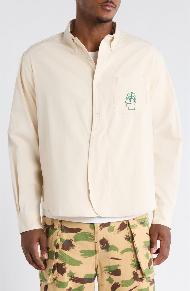 Brain Dead x Brooks Brothers California Oxford Half Placket Button-Down Shirt, Alternate, color, Natural
