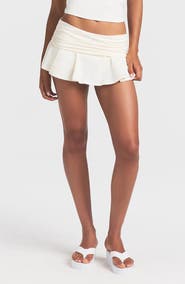 SKIMS Foldover Cotton Blend Jersey Miniskort