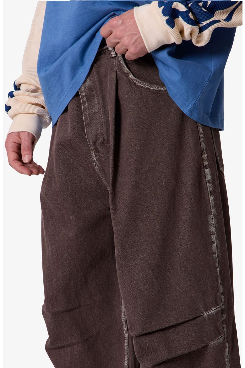 Pleated Denim Jeans, Alternate, color, RINSED BROWN