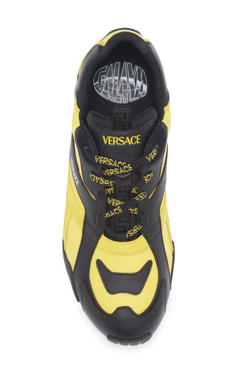 Versace Logo Sneaker In Yellow Black