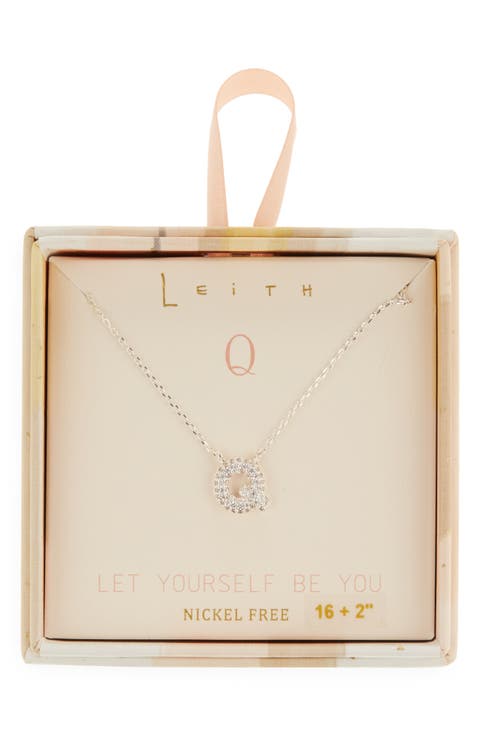 Cubic Zirconia Initial Pendant Necklace