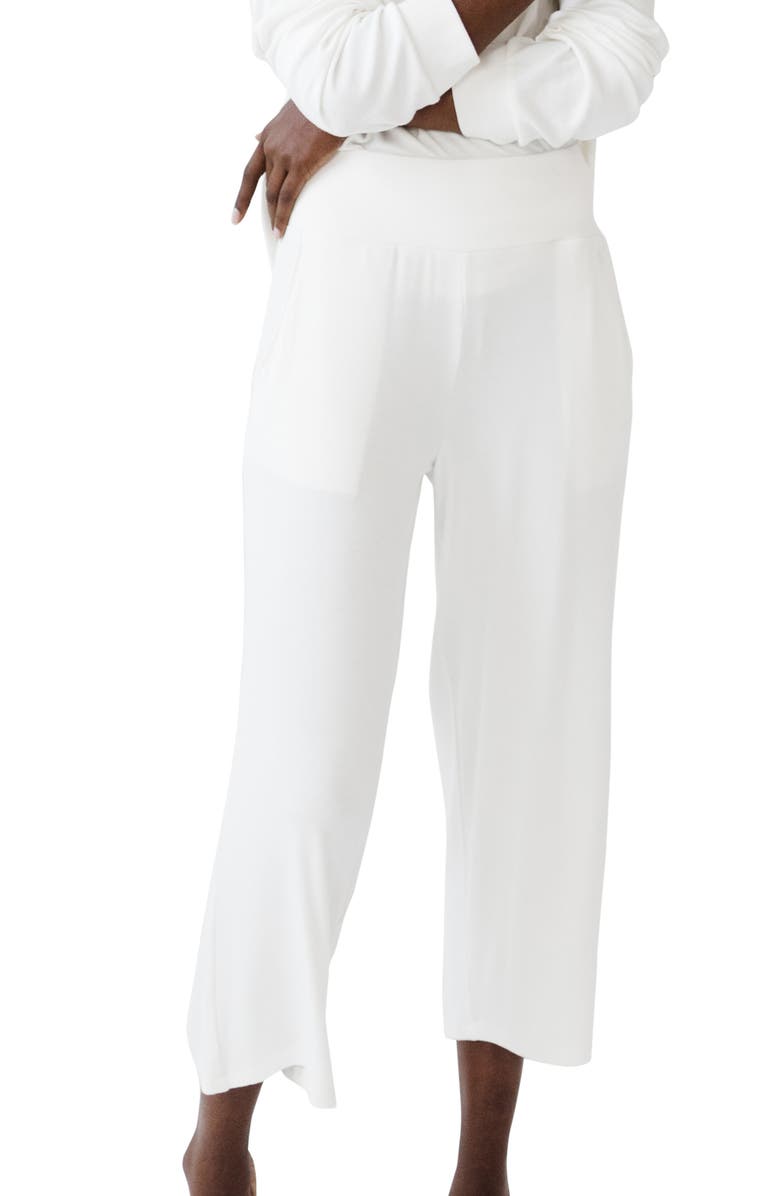 Cozy Earth Wide Leg Rib Pajama Pants, Main, color, Ivory