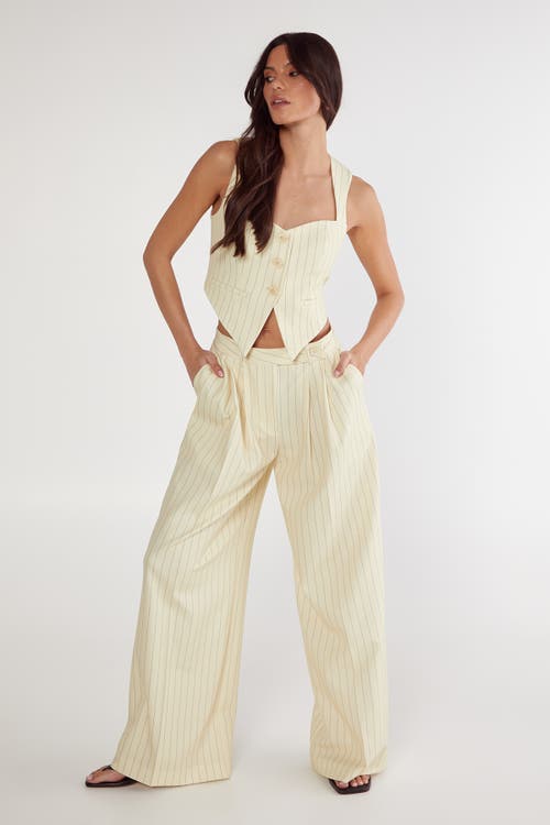 Nasty Gal Pinstripe Tailored Vest In Neutral