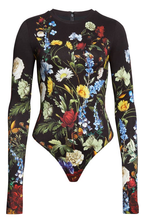 Alice And Olivia Olea Long Sleeve Bodysuit In Black