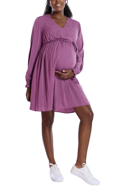 Woven Wrap Long Sleeve Mini Dress