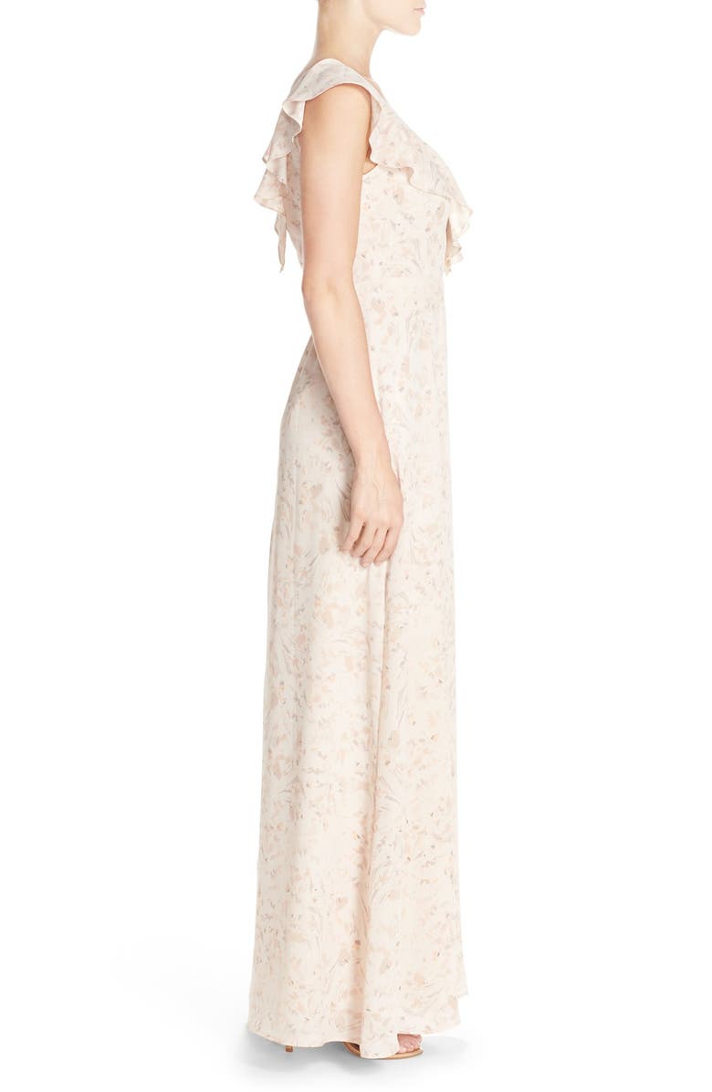 Paper Crown by Lauren Conrad Print Crepe Ruffle V-Neck Gown, Alternate, color, 