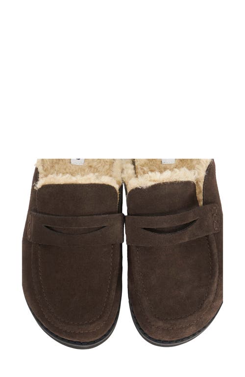 Dune London Goldy Faux Shearling Mule In Brown
