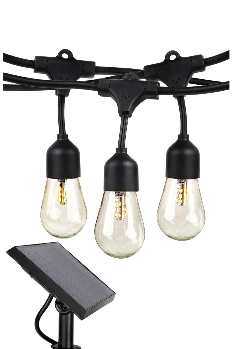 Solar-Powered Weatherproof LED 48' Outdoor String Lights - 15 Shatterproof Bulbs, Main, color, WARM WHITE