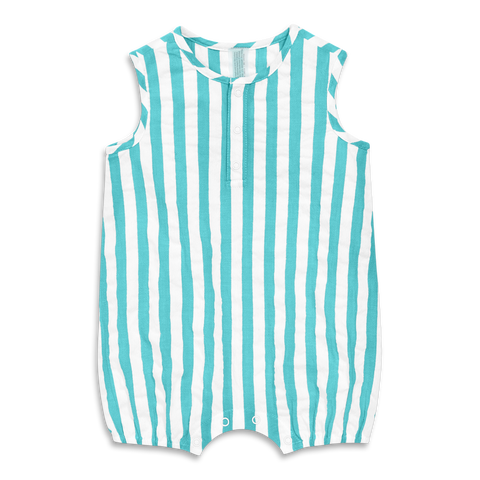 Baby Henley Tank Shortie In Seersucker Stripe