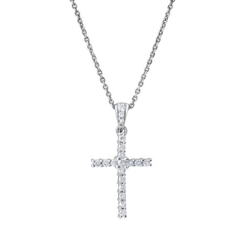 Divine Flow 0.25 Cts Natural Diamond Cross 14K Gold Pendant