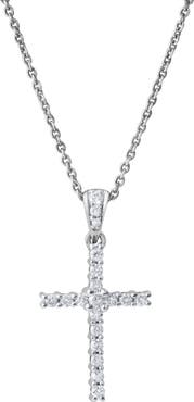 LuvMyJewelry Divine Flow 0.25 Cts Natural Diamond Cross 14K Gold Pendant