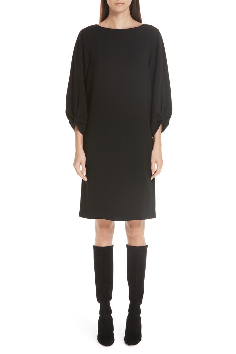 Wynona Finesse Crepe Dress, Main, color, BLACK