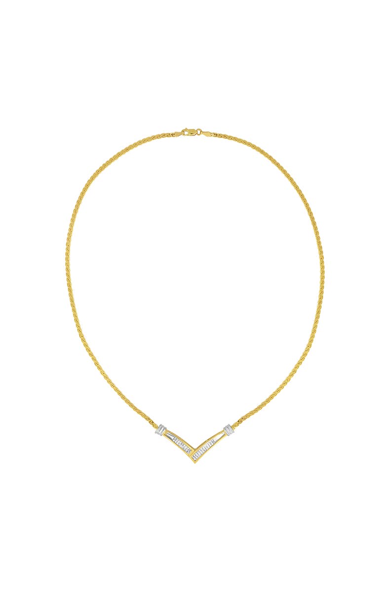 Haus of Brilliance 10K Yellow and White Gold 1/2 Cttw Diamond "V" Shape 18" Franco Chain Necklace, Alternate, color, Yellow