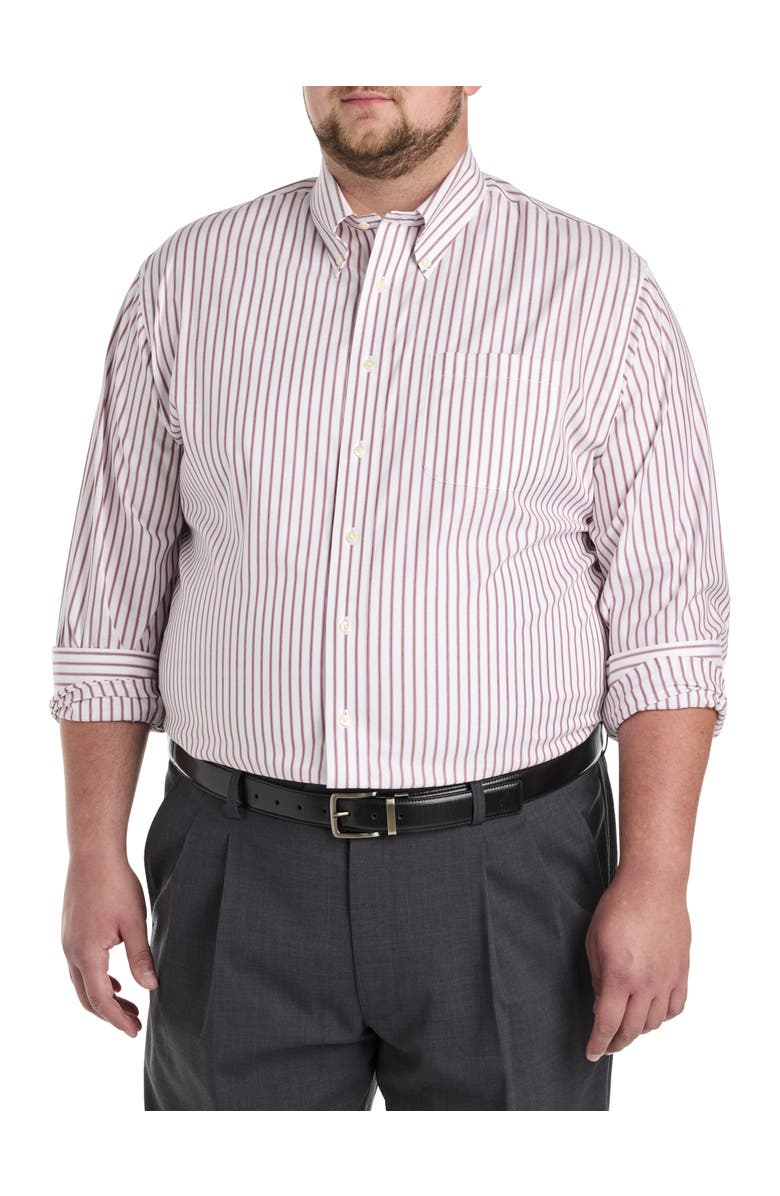 Brooks Brothers Non-Iron Striped Dress Shirt, Alternate, color, Burgundy