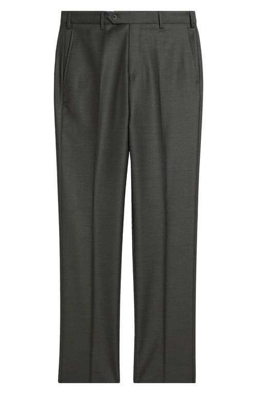 Zanella Devon Flat Front Wool Dress Pants In Green