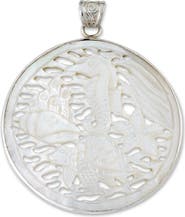 SAMUEL B. Sterling Silver Carved Mother of Pearl Sea Creature Pendant