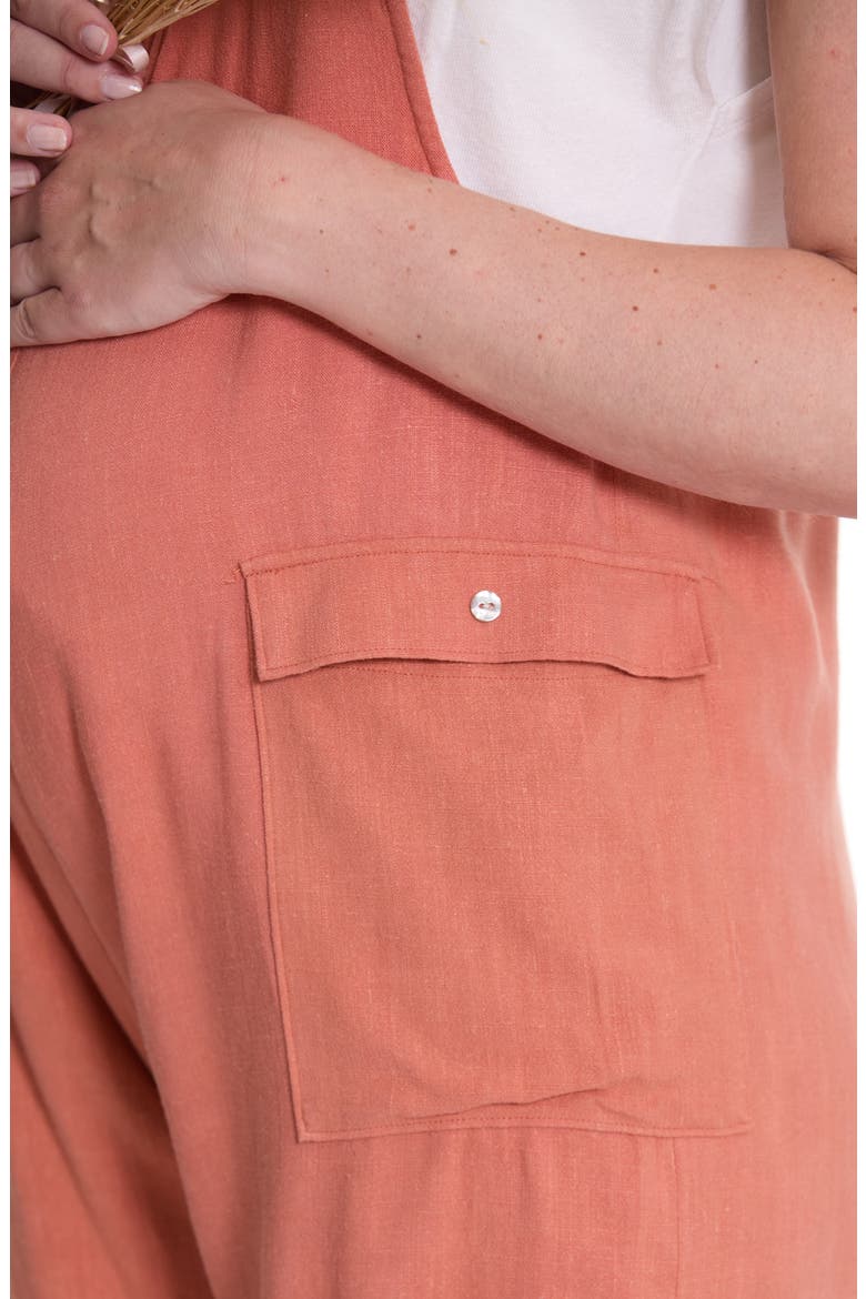 Eloise Dungaree Maternity Short Overalls, Alternate, color, APRICOT