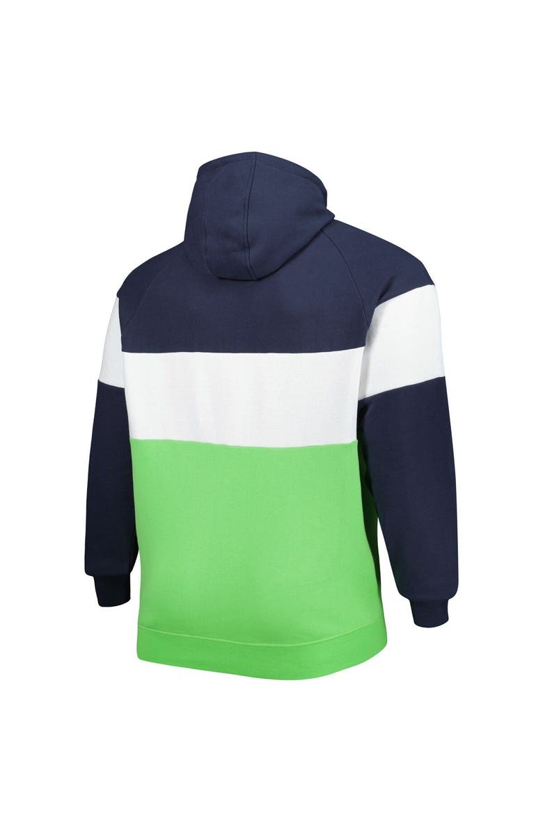 New Era Men's New Era Neon Green/College Navy Seattle Seahawks Big & Tall Current Colorblock Raglan Fleece Pullover Hoodie, Alternate, color, Neon Green