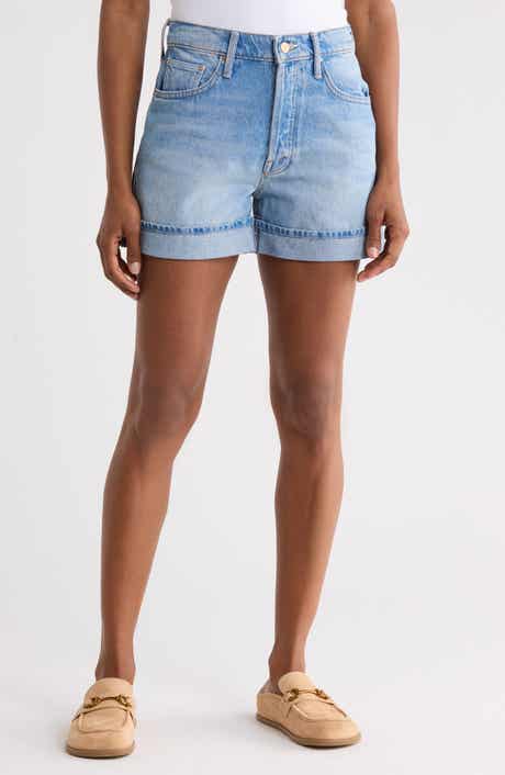 Culotte High Waist Cuffed Denim Shorts