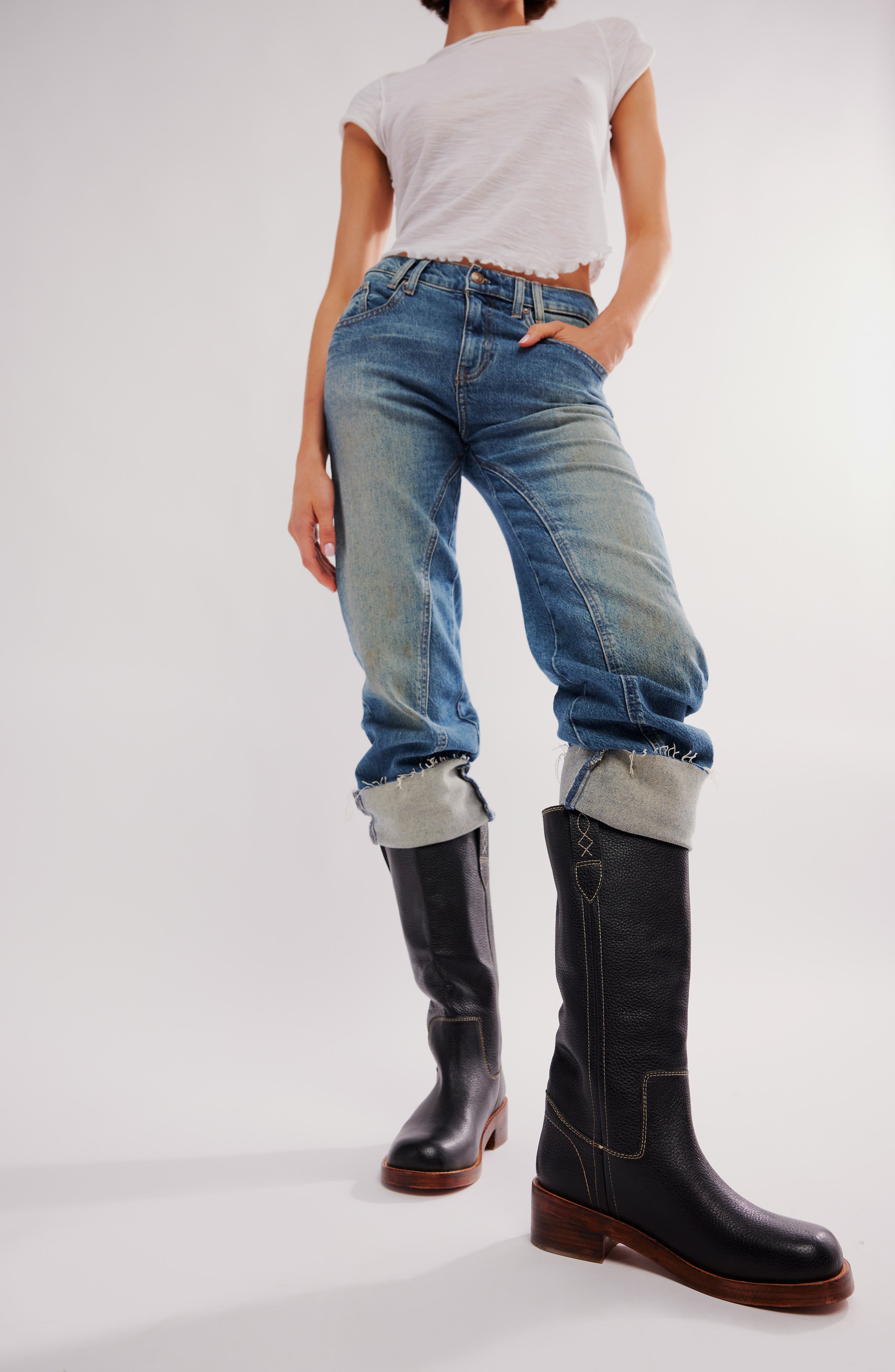 Free People Blaze Block Heel Boot, Alternate, color, Victorian Black Lear