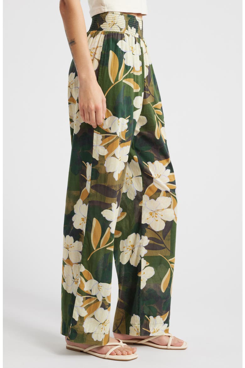 Brendon Floral Wide Leg Cotton Pants, Alternate, color, PLUMERIAS