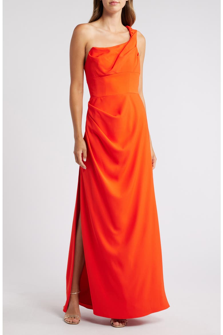 Marion One-Shoulder Gown, Main, color, MARMALADE