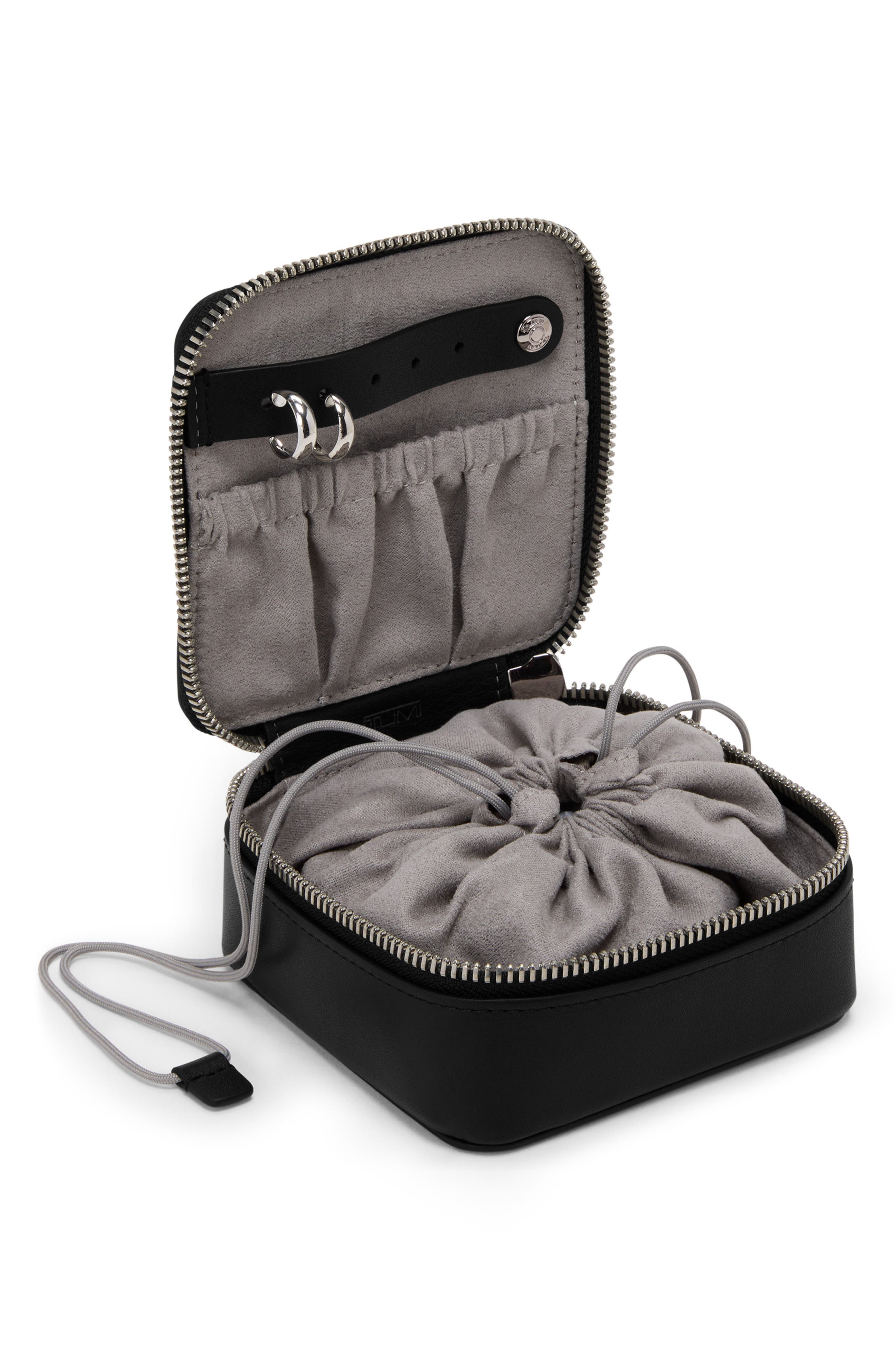 TUMI Leather Jewelry Case, Alternate, color, Black/ Gunmetal