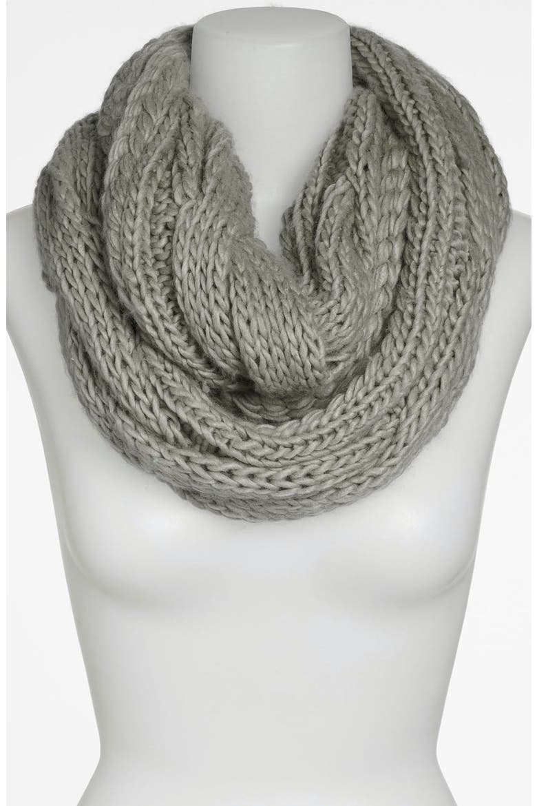 Chunky Knit Infinity Scarf, Main, color, HEATHER GREY