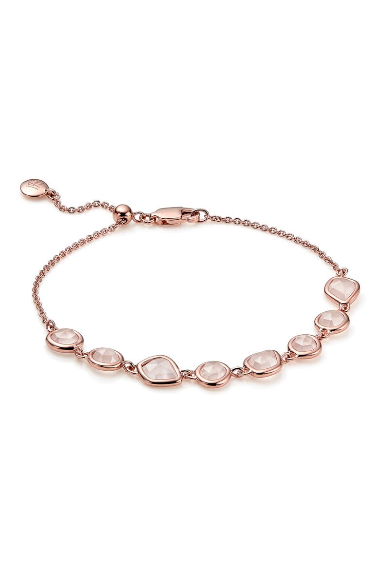 MV Siren™ Bezel Stone Bracelet, Main, color, ROSE GOLD/ ROSE QUARTZ