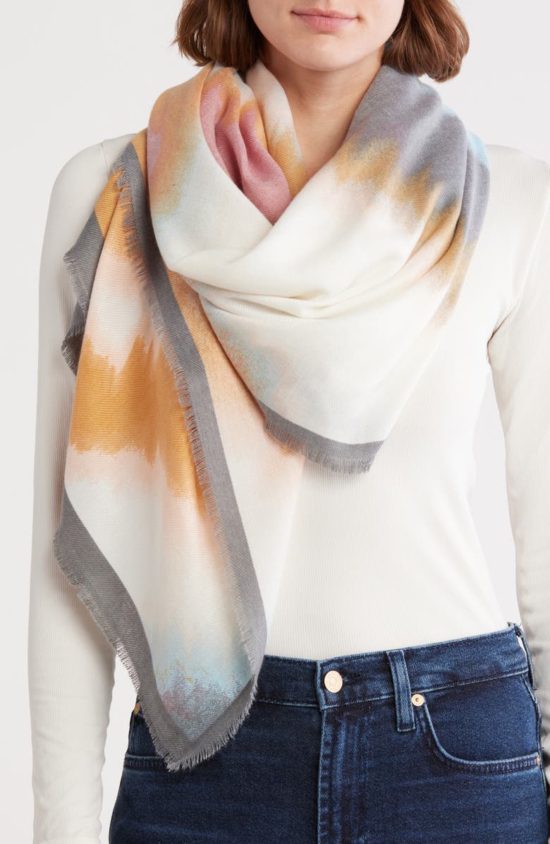 Vince Camuto Tie Dye Supersoft Square Scarf, Main, color, Neutral
