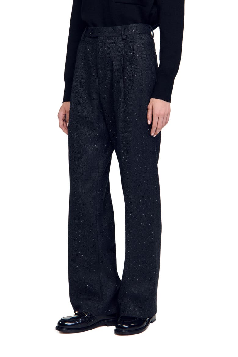 Striped trousers, Alternate, color, Dark grey