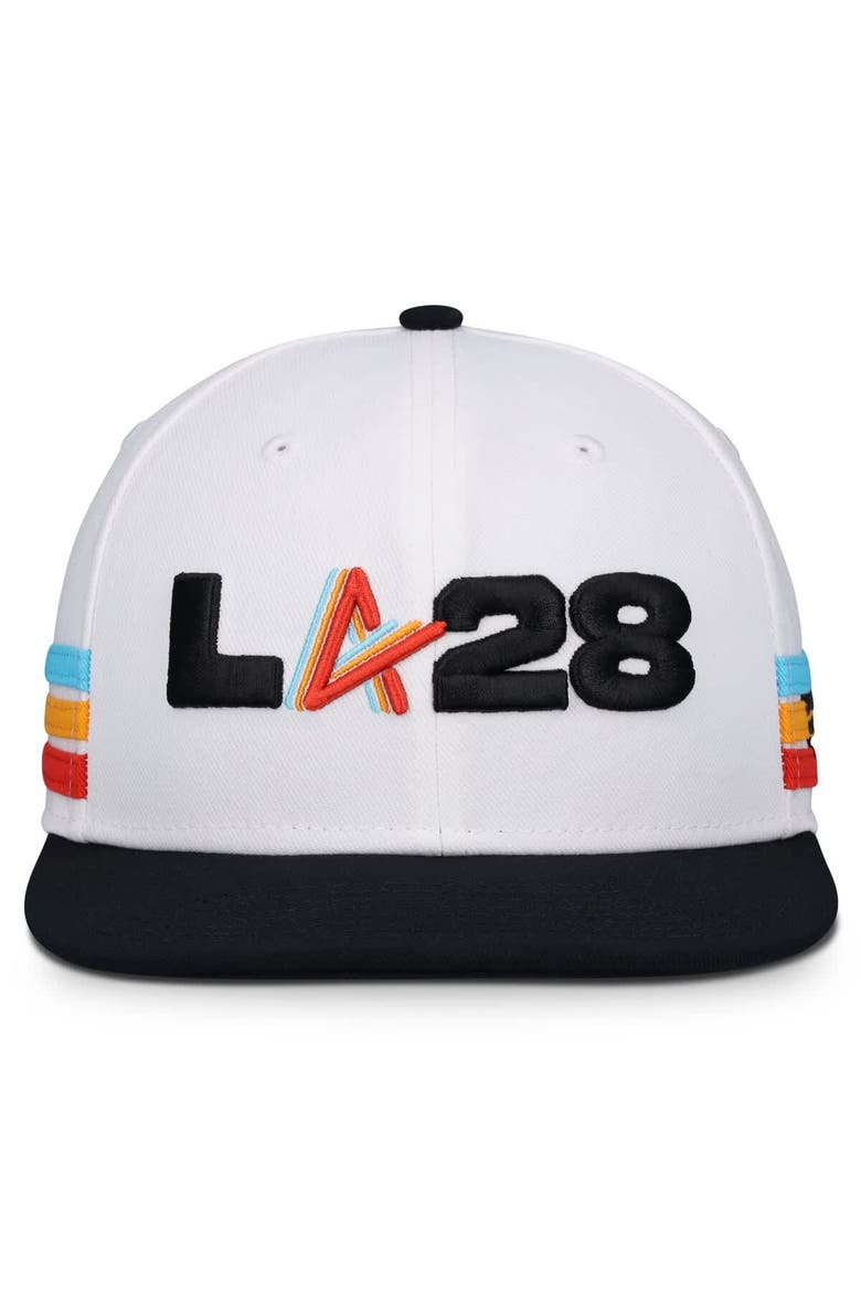 Men's Fanatics White/Black LA28 Summer Olympics Batters Box Snapback Hat, Alternate, color, White