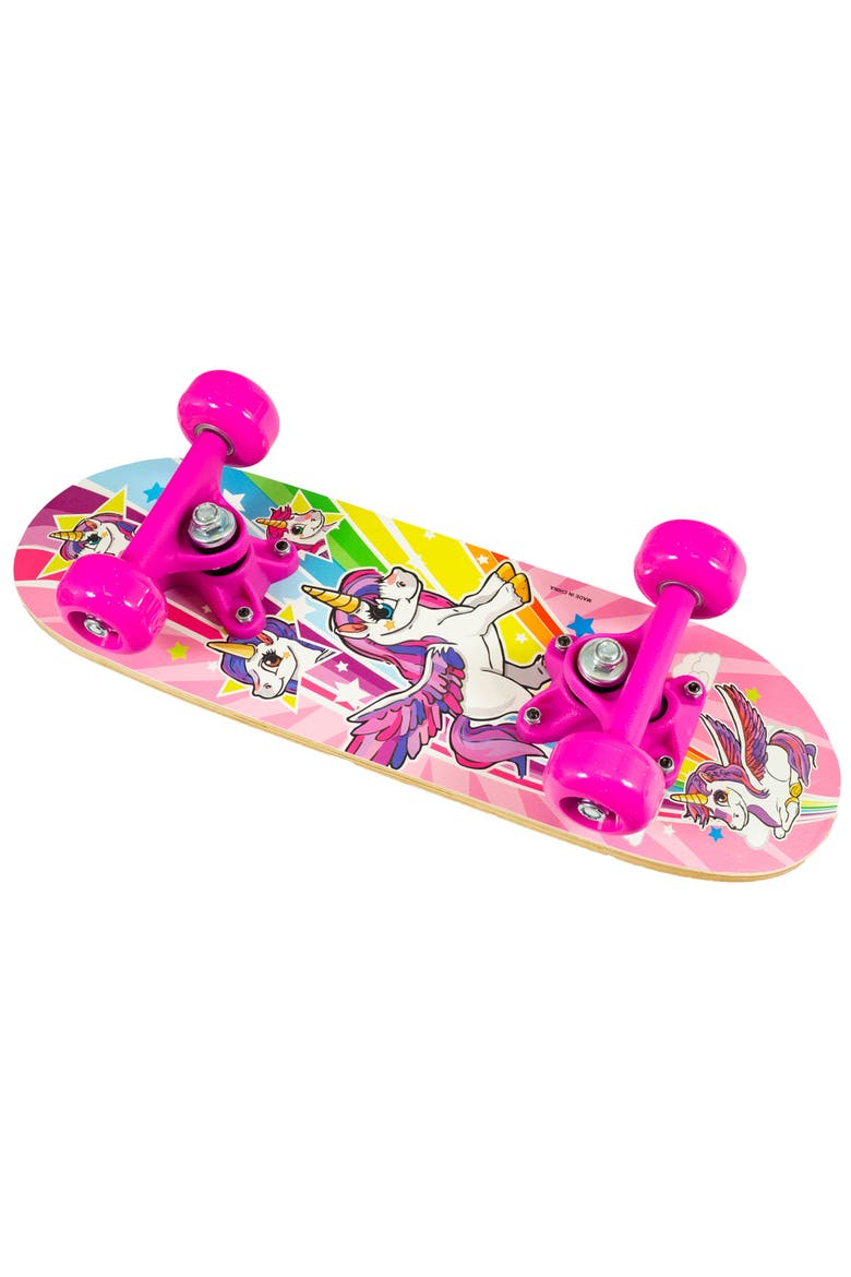 17 Inch Unicorn Skateboard Flashing Wheels, Antislip Grip, Wooden Deck, Alternate, color, Multicolored