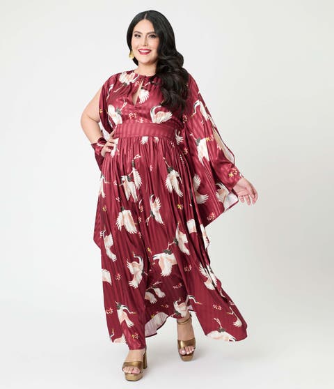 Plus Size 1960s Flutter Sleeve Caftan