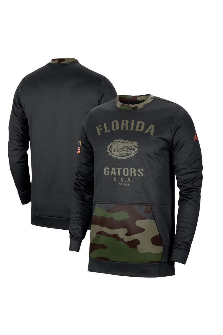 Men's Jordan Brand Black/Camo Florida Gators Military Appreciation Performance Pullover Sweatshirt, Main, color, Black