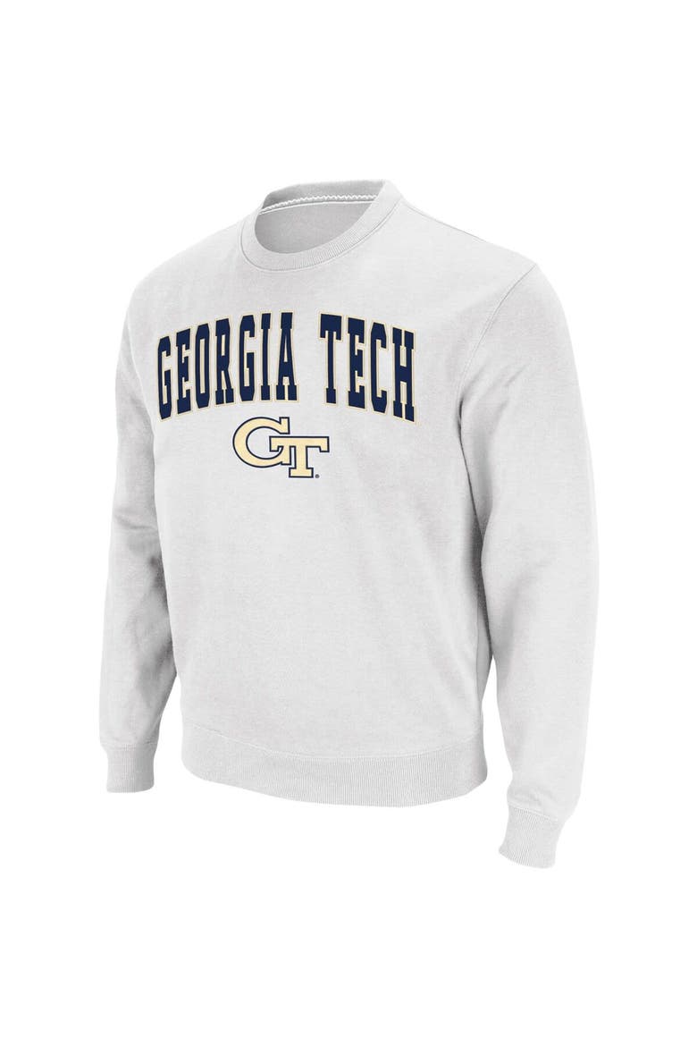 Men's Colosseum White Georgia Tech Yellow Jackets Arch & Logo Tackle Twill Pullover Sweatshirt, Alternate, color, White