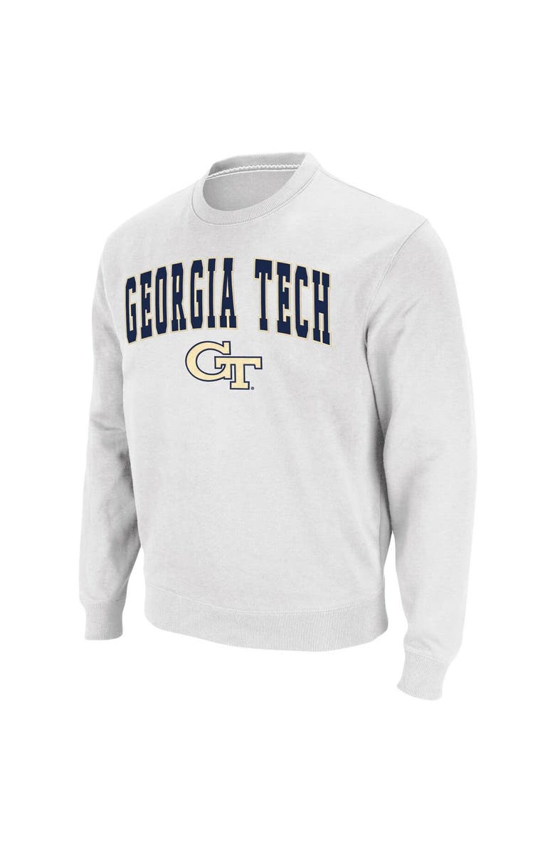 COLOSSEUM Men's Colosseum White Georgia Tech Yellow Jackets Arch & Logo Tackle Twill Pullover Sweatshirt, Alternate, color, White