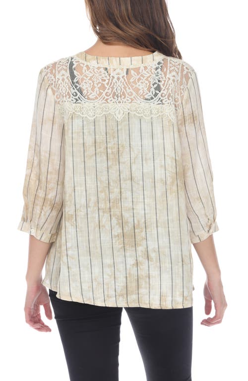 Rain And Rose Striped Tie Dye Top In Beige