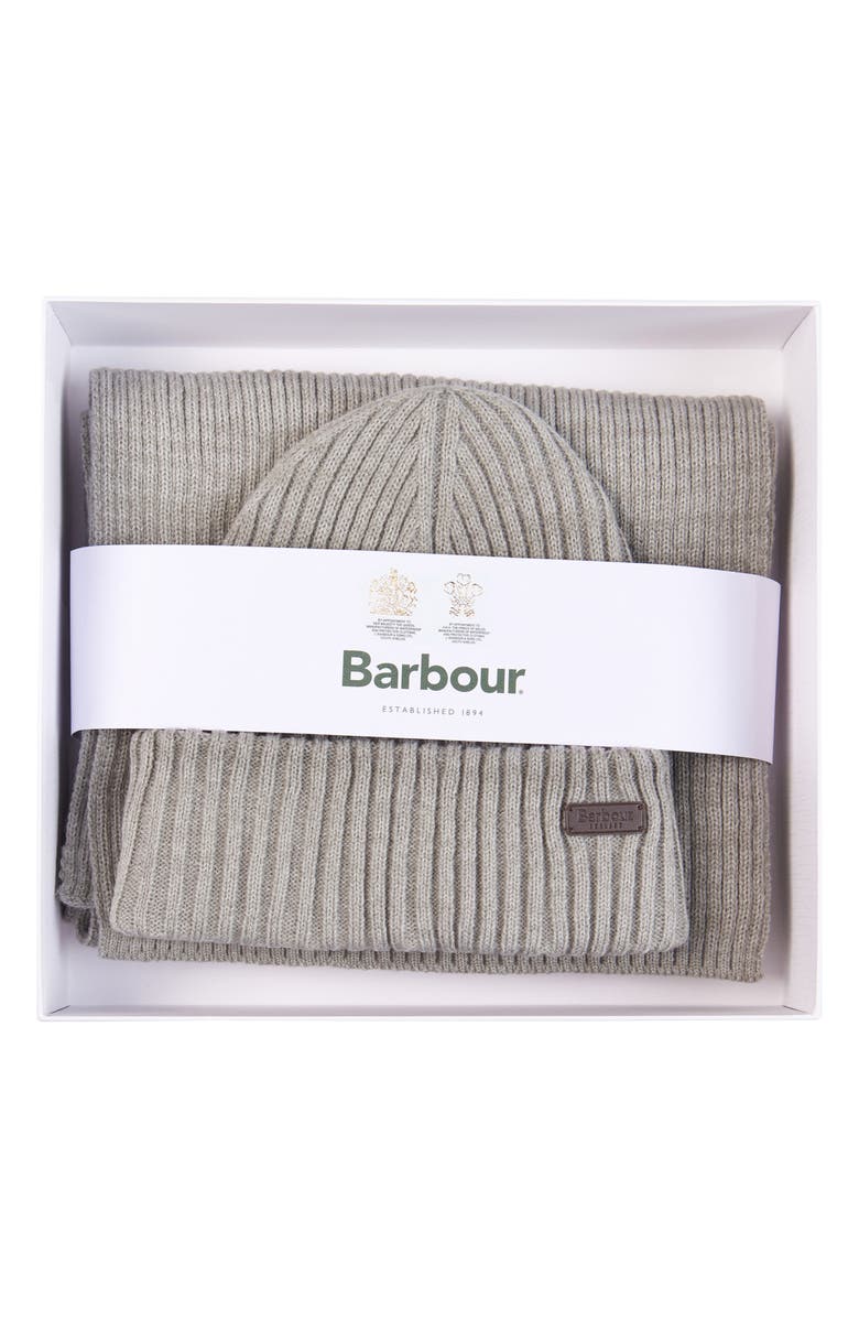 Barbour Crimdon Beanie & Scarf Gift Set, Alternate, color, Grey