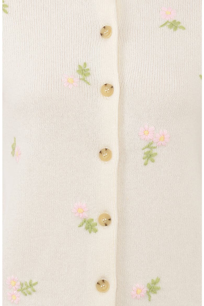 Poppie Embroidered Wool & Cashmere Cardigan, Alternate, color, IVORY