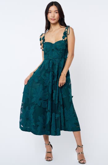 Emilia Bustier Lace Midi Cocktail Dress