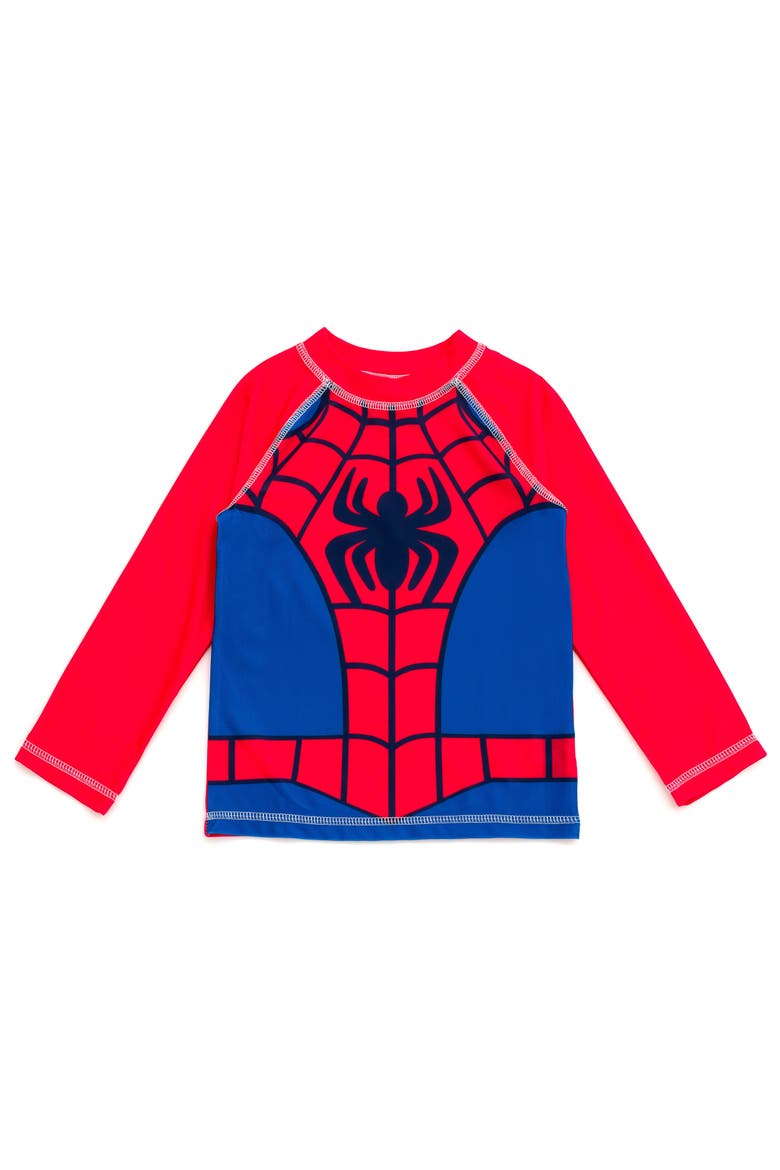 Spidey and His Amazing Friends Swimwear 2-Piece Rash Guard and Swim Trunks Set, Alternate, color, Spider Man Red Navy